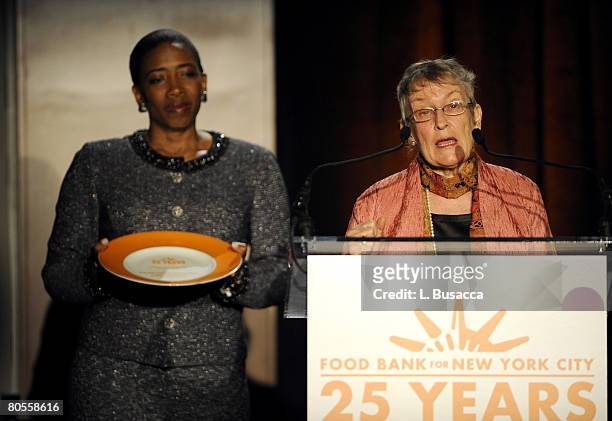 Board Chair of Food Bank For New York City Carla Harris amd West Side Campaign Against Hunger's Doreen Wohl on stage during the Food Bank For New...