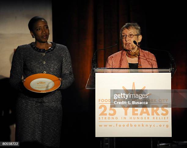 Board Chair of Food Bank For New York City Carla Harris amd West Side Campaign Against Hunger's Doreen Wohl on stage during the Food Bank For New...