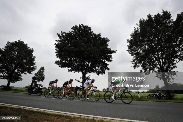 Thomas Boudat of France and Direct Energie, Taylor Phinney of USA and Cannondale Drapac Professional Cycling Team, Yoann Offredo of France and Wanty...