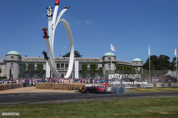 Pierre Gasly of France and Red Bull Racing drives during the Goodwood Festival of Speed at Goodwood on July 2, 2017 in Chichester, England.