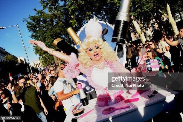 Participant during the Gay Pride demonstration and parade in Madrid on July 1st, 2017.