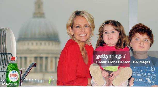 Ulrika Jonsson, with Cameron Coxall who suffers from Duchenne Muscular Dystrophy and Holly Chambers, four, who suffers from Langerhans Cell...