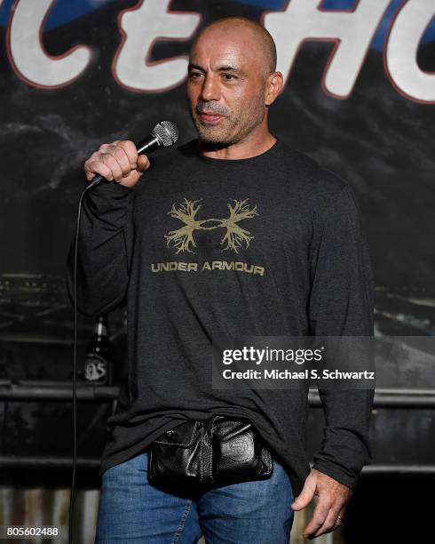 Comedian Joe Rogan performs during his appearance at The Ice House Comedy Club on July 1, 2017 in Pasadena, California.
