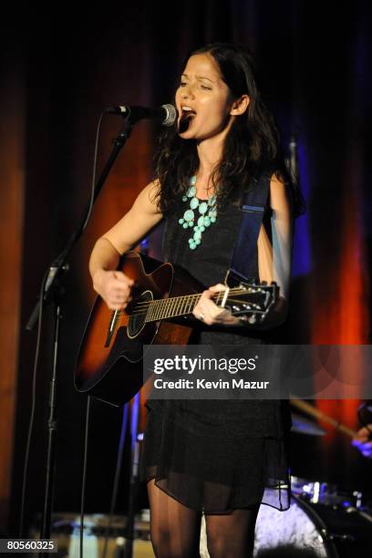 Actress Jill Hennessy performs on stage during the Food Bank For New York City's 5th Annual Can-Do Awards Dinner at Abigail Kirsch's Pier Sixty at...