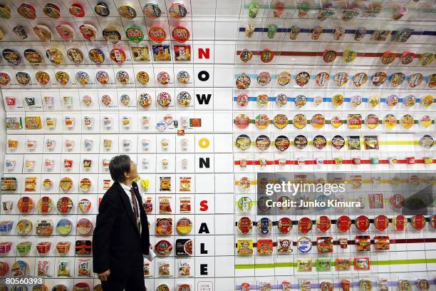 Instant cup noodles are on display at the Instant Ramen Museum on April 8, 2008 in Osaka, Japan. It has been fifty years since Momofuku Ando, founder...