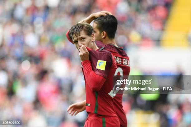 Adrien Silva of Portugal celebrates scoring his sides second goal during the FIFA Confederations Cup Russia 2017 Play-Off for Third Place between...