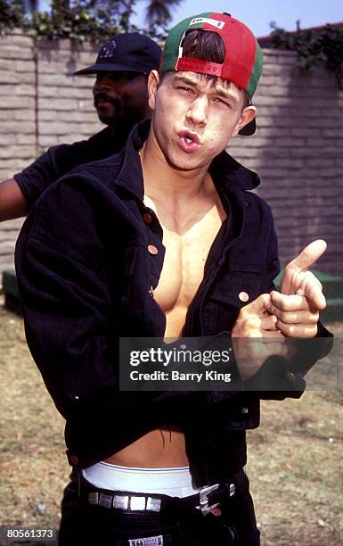 Mark Wahlberg performing for KIIS FM concert with his group Marky Mark and the Funky Bunch.