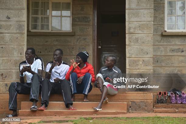 South Sudanese refugee Olympians at the Rio Olympic Games James Nyang Chiengjiek, Anjelina Nada Lohalith and Rose Nathike Lokonyen take a break with...