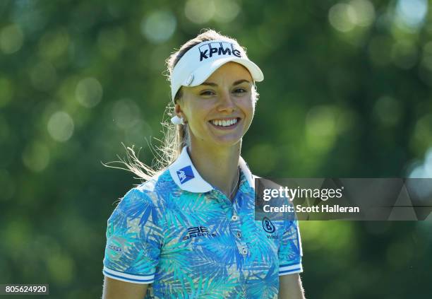 Klara Spilkova of the Czech Republic walks on the ninth hole during the final round of the 2017 KPMG Women's PGA Championship at Olympia Fields...