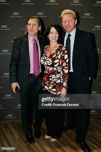 Ilie Nastase, Nadja Comaneci and Boris Becker attend the preview of 'The Crossing' gala event hosted by IWC Schaffhausen during the Salon...