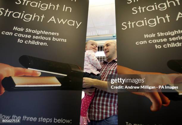 Eighteen-month-old Kayla Murray with her dad Paul McGee at Glasgow's Royal Hospital for Sick Children as he and Kayla's mother Michelle Murray are...