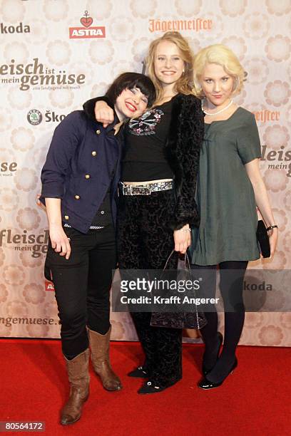 Actress Anna Fischer , Actress Susanne Bormann and Actress Nikola Kastner attend the premiere of the film 'Fleisch Ist Mein Gemuese', at the Cinemaxx...