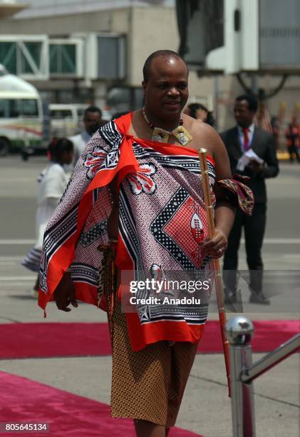 King of Swaziland Mswati III arrives to Bole International Airport ahead of the 29th African Union summit in Addis Ababa, Ethiopia on July 2, 2017.