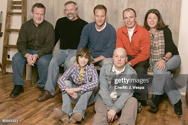 Michael Caldwell, Brian Nelson, writer, Patrick Wilson, David Higgins, prducer and Rosanne Korenberg. Front row: Ellen Page and David Slade, director