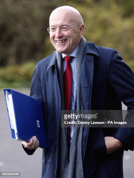 Chairman Sir Philip Hampton arrives at a Royal Bank of Scotland Conference Centre base at RBS in Gogarburn near Edinburgh, for a meeting with...