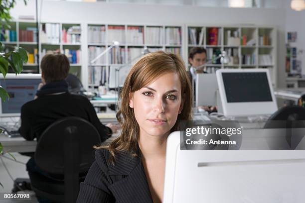 Girl Behind A Computer 1,294 Computer Screen Office Suit Woman Stock Photos, High-Res Pictures ...