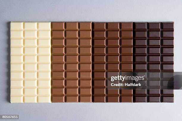 a row of chocolate bars - cioccolato al latte foto e immagini stock