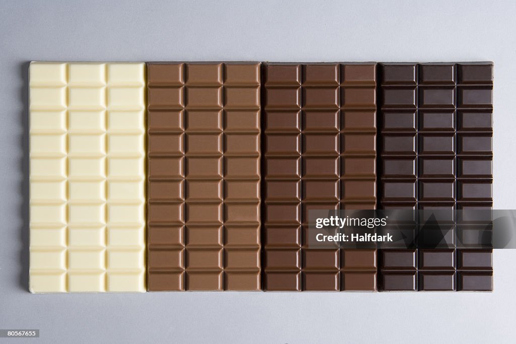 A row of chocolate bars