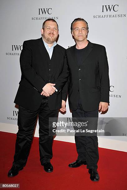 Actors Dietmar Baer and Klaus Behrendt attend 'The Crossing' gala event hosted by IWC Schaffhausen held at the Geneva Palaexpo on April 8, 2008 in...