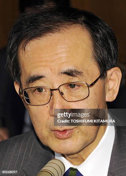 This file photo taken on April 8, 2008 shows the government-named candidate for the governor of the Bank of Japan , and current BOJ deputy governor,...