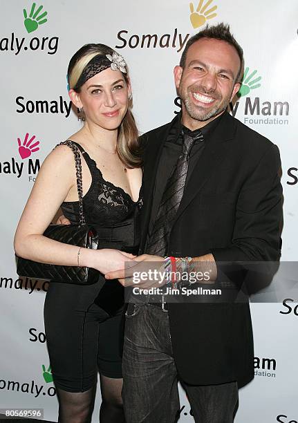 Hairstylist Michael Angelo and guest arrives at Solmaly Mam Foundation Benefit at Tribeca Rooftop Grill on Pril on April 8, 2008 in New York City.