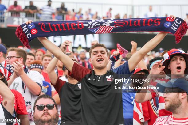 One of the USA Outlaws, the ardent followers of the USMNT before the USA vs Ghana friendly soccer match on July 1, 2017 at Pratt & Whitney Stadium at...