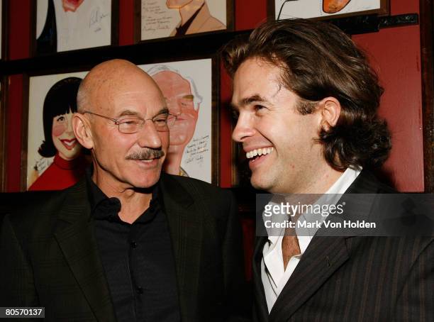 Actor Patrick Stewart and Director Rupert Goold attend the Macbeth Broadway Opening Night After Party on April 9, 2008 in New York City.