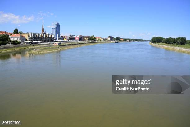 Panoramic view of the river Drava on 2nd Jul 2017 in Osijek, Croatia.