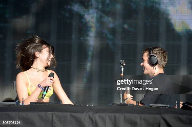 Dua Lipa and Martin Garrix perform on stage at the Barclaycard Presents British Summer Time Festival in Hyde Park on July 2, 2017 in London, England.