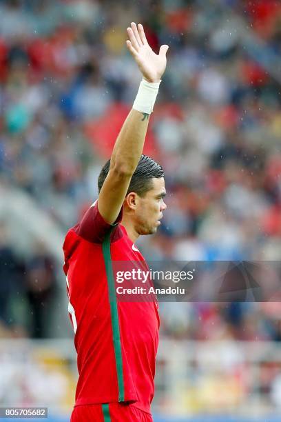 Pepe of Portugal in action during the FIFA Confederations Cup Russia 2017 Play-Off for Third Place between Portugal and Mexico at Spartak Stadium on...