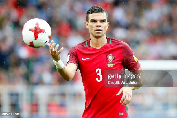 Pepe of Portugal in action during the FIFA Confederations Cup Russia 2017 Play-Off for Third Place between Portugal and Mexico at Spartak Stadium on...