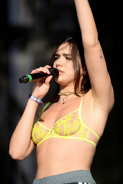 Dua Lipa performs on stage at the Barclaycard Presents British Summer Time Festival in Hyde Park on July 2, 2017 in London, England.