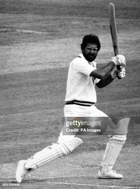 Pakistan's Zaheer Abbas cuts a ball from Ian Botham at Lord's on the second day of the second test between