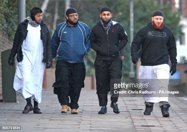Jubair Ahmed, Jalal Ahmed, Ziaur Rahman and Ibrahim Anderson, arrive at Luton Magistrates Court where they face charges with using threatening,...