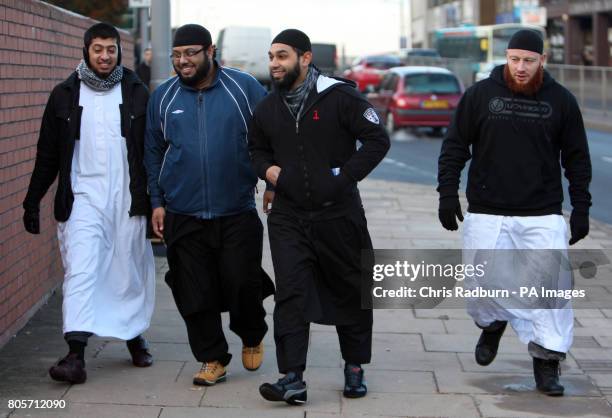 Jubair Ahmed, Jalal Ahmed, Ziaur Rahman and Ibrahim Anderson, arrive at Luton Magistrates Court where they face charges with using threatening,...