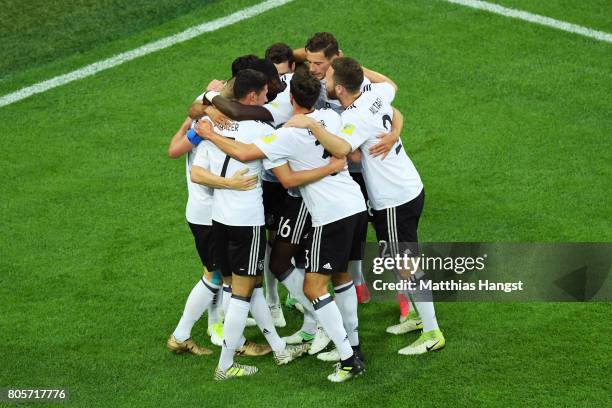 Lars Stindl of Germany celebrates scoring his sides first goal with his Germany team mates during the FIFA Confederations Cup Russia 2017 Final...
