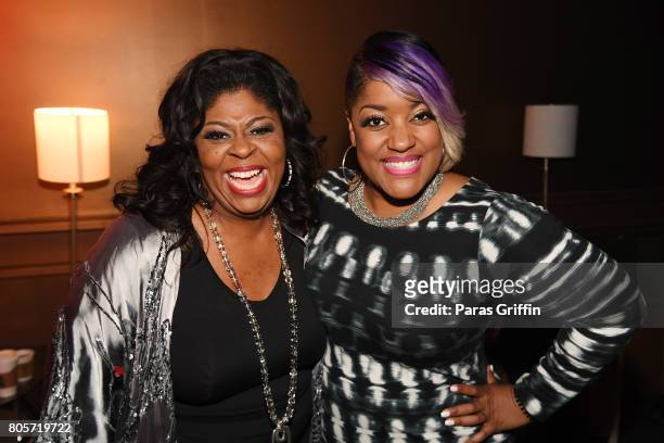 Kim Burrell and Anita Wilson pose backstage at the 2017 ESSENCE Festival presented by Coca-Cola at Ernest N. Morial Convention Center on July 2, 2017...