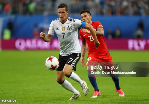 Julian Draxler of Germany in action during the FIFA Confederations Cup Russia 2017 Final between Chile and Germany at Saint Petersburg Stadium on...