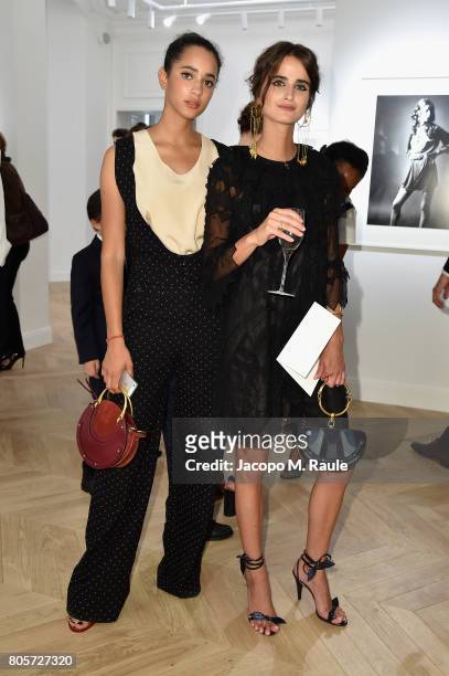 Iman Perez and Loulou Robert attend Guy Bourdin inaugural exhibition and unveiling of Maison Chloe as part of Paris Fashion Week at Maison Chloe on...