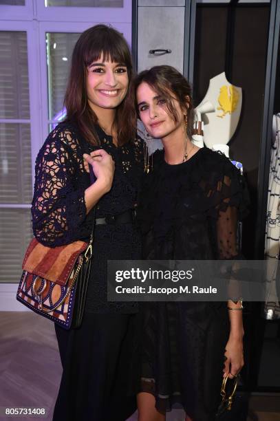 Loulou Robert and Clara Luciani attend Guy Bourdin inaugural exhibition and unveiling of Maison Chloe as part of Paris Fashion Week at Maison Chloe...