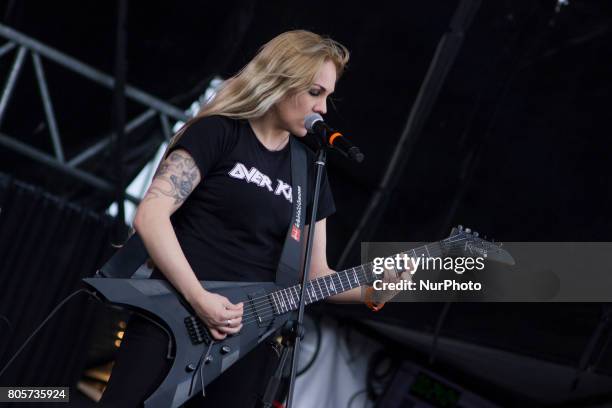 Brazilian band Nervosa in the first day of the rock al parque music festival in Bogotá, Colombia on July 01, 2017. More than seventy thousand people...