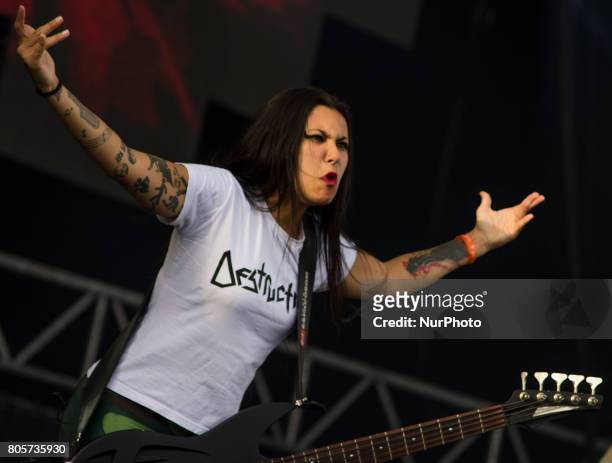 Brazilian band Nervosa in the first day of the rock al parque music festival in Bogotá, Colombia on July 01, 2017. More than seventy thousand people...