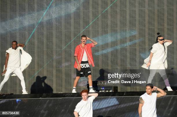 Justin Bieber performs on stage at the Barclaycard Presents British Summer Time Festival in Hyde Park on July 2, 2017 in London, England.