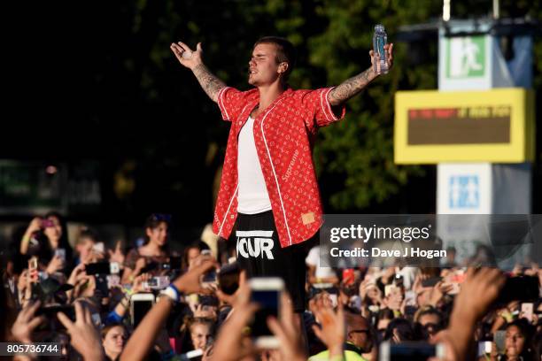 Justin Bieber performs on stage at the Barclaycard Presents British Summer Time Festival in Hyde Park on July 2, 2017 in London, England.