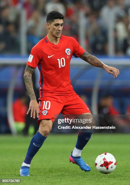 Pablo Hernandez of Chile in action during the FIFA Confederations Cup Russia 2017 Final between Chile and Germany at Saint Petersburg Stadium on July...