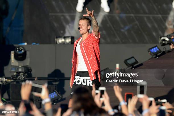 Justin Bieber performs on stage at the Barclaycard Presents British Summer Time Festival in Hyde Park on July 2, 2017 in London, England.