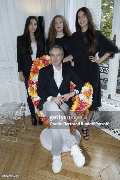 Koukla Lapidus , Yara Lapidus, Milla Lapidus and Olivier Lapidus attend The Launch of Olivier Lapidus e-Couture on July 1, 2017 in Paris, France.