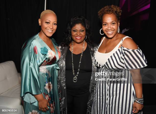 Anita Hawkins, Kim Burrell and Tina Campbell pose backstage at the 2017 ESSENCE Festival presented by Coca-Cola at Ernest N. Morial Convention Center...