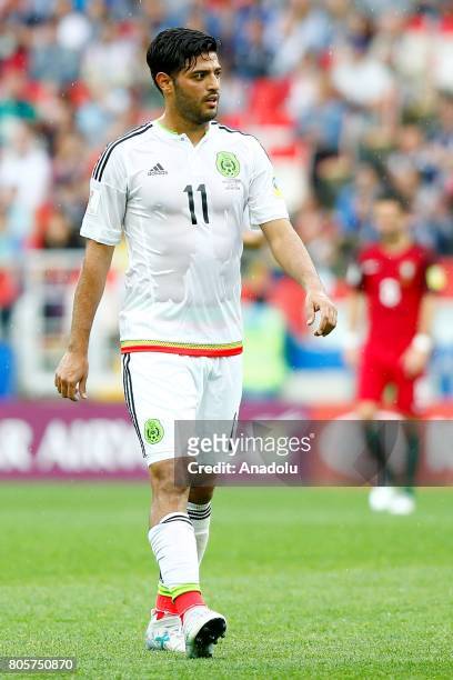 Mexico's Carlos Vela is seen during the Confederations Cup 2017 Play-Off for Third Place between Portugal and Mexico at Spartak Stadium in Moscow,...