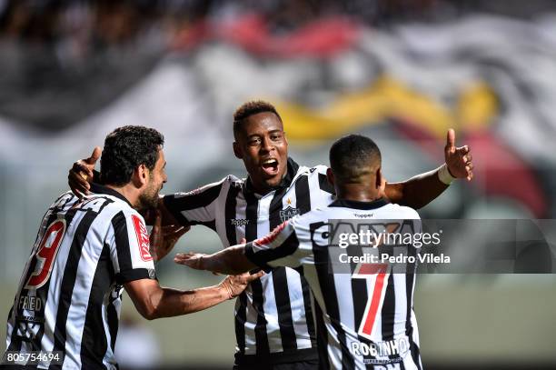 Roger Bernardo of Atletico MG celebrates a scored goal against Cruzeiro during a match between Atletico MG and Cruzeiro as part of Brasileirao Series...